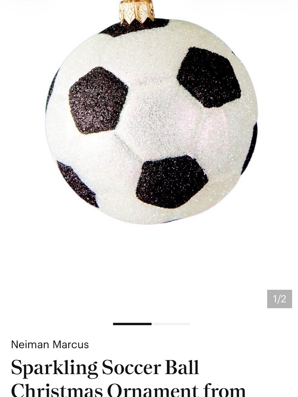 Neiman Marcus White and Black Sparkle Soccer Ball Ornament